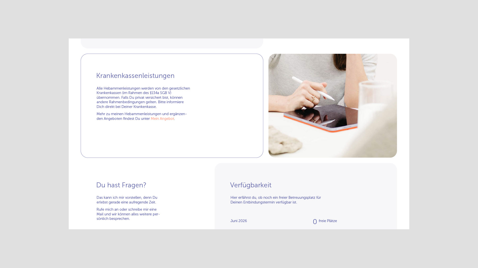 Website-Ausschnitt von Julia Haldenwang im Bereich „Startseite“