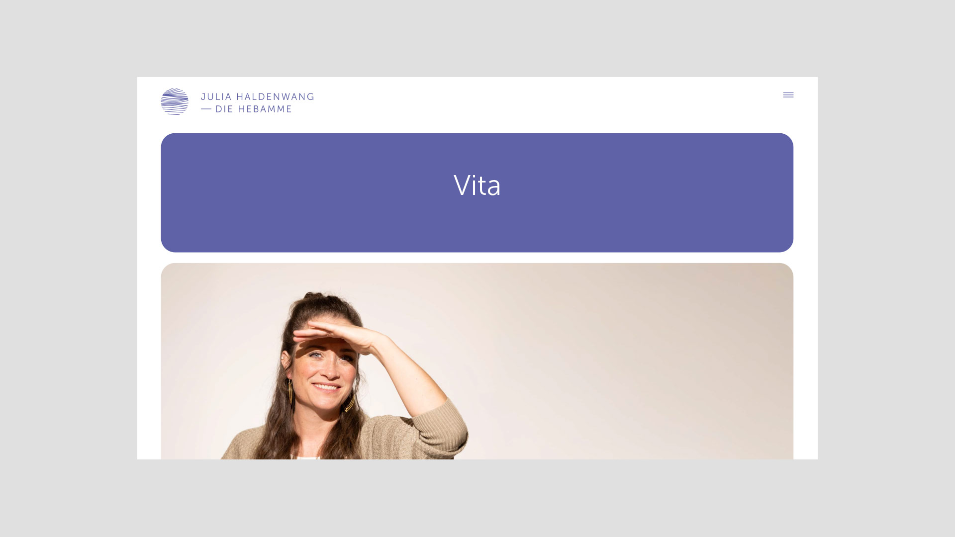 Website-Ausschnitt von Julia Haldenwang im Bereich „Vita“
