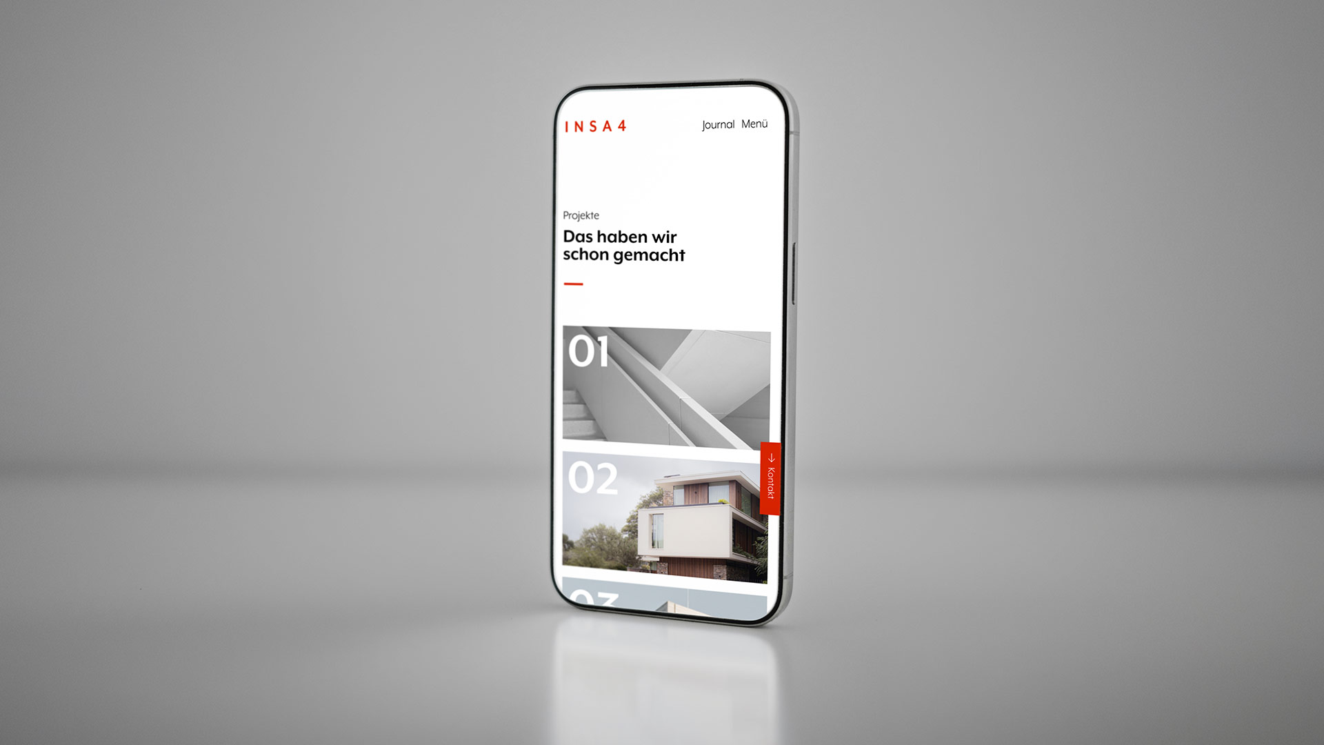 Mobiles Webdesign für INSA4 Brandschutz, präsentiert auf einem Smartphone-Display.