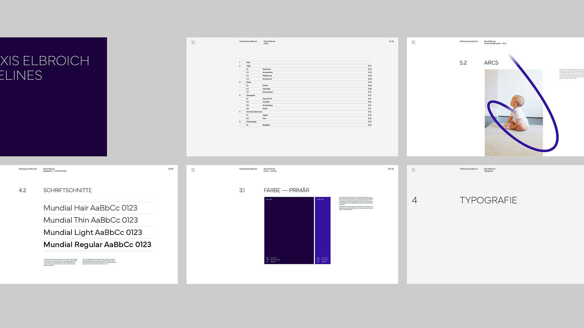 Auszug aus den Brand Guidelines der Schlosspraxis Elbroich.